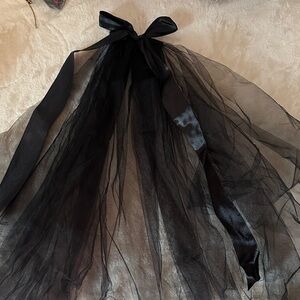 Black Sheer Tulle Skirt with Ribbon Tie